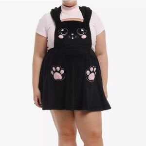 Sweet Society Black Cat Fuzzy Skirtall Size Large Hot Topic